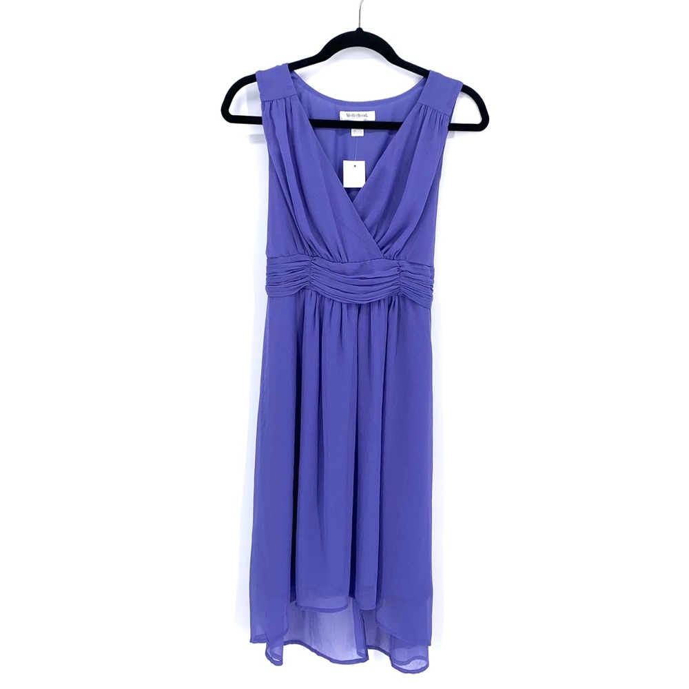 Motherhood Maternity Dress Periwinkle Blue Chiffon Sleeveless Dress Small NWT